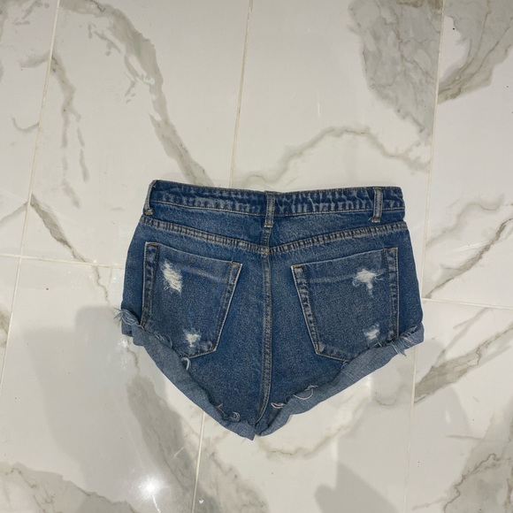Ripped Blue distressed jean shorts - Picture 2 of 3